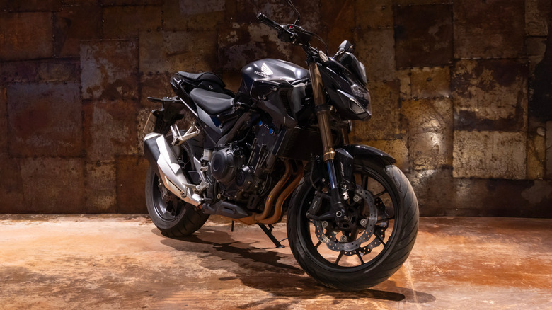 CB500F bike propped up on display