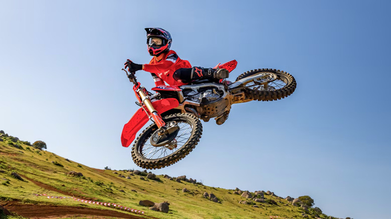 CRF450R bike going off jump