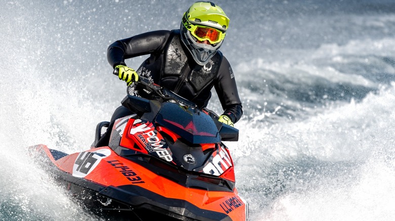 A jet ski rider on a BRP sea-Doo