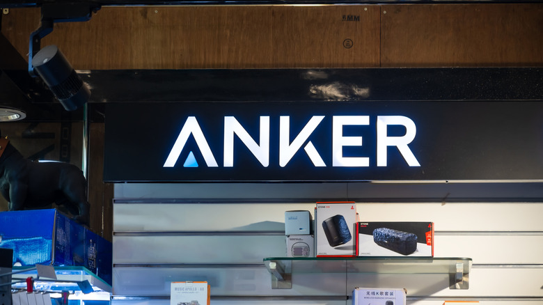 Anker logo in an electronics shop