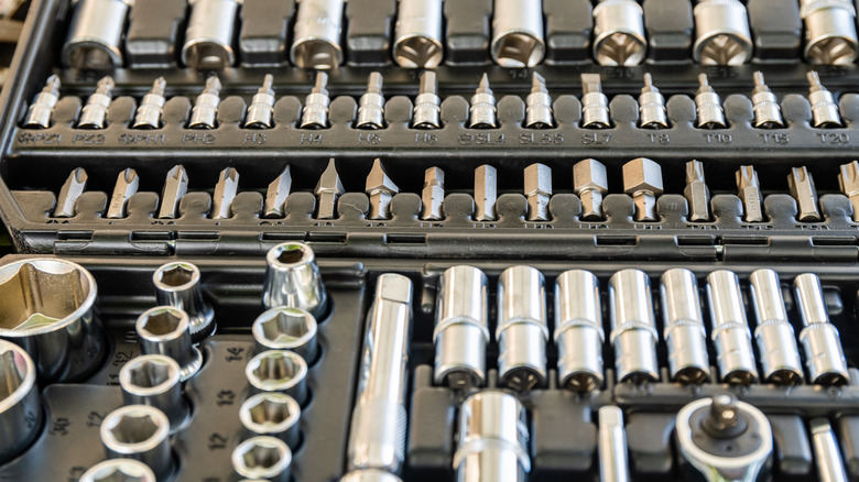 A set of sockets in a box.