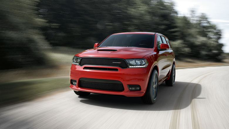 Hero shot of a 2019 Dodge Durango SUV on the highway