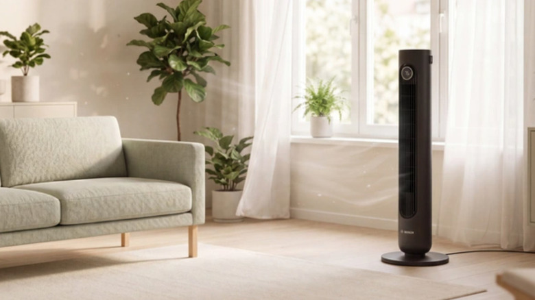 Bosch brand fan in living room
