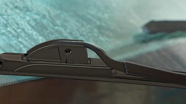 Close-up of Michelin Stealth Ultra wiper blade on a windshield