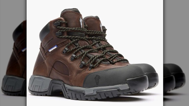 Michelin work boots on a white background