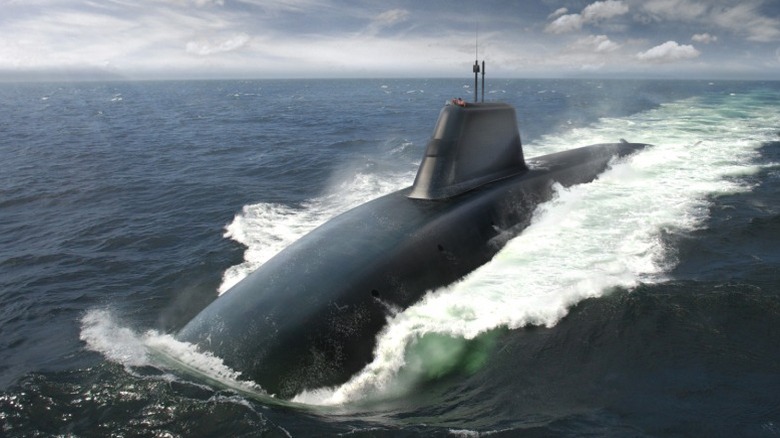 Artist's rendering of a Royal Navy Dreadnought-class submarine at sea