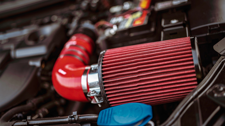 Cold air intake kit installed in engine bay