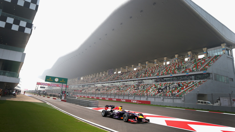 Red Bull F1 car during a 2013 practice session at Buddh International Circuit