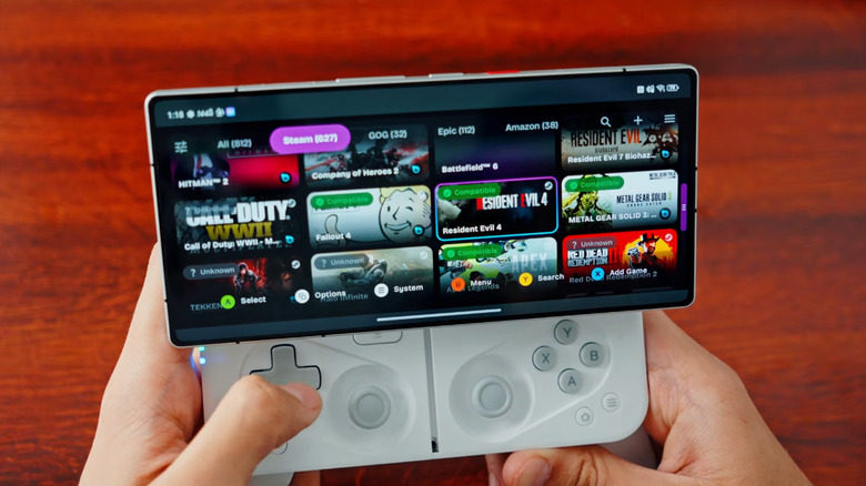 Jeff with an Android phone and external controller in the GameNative menu