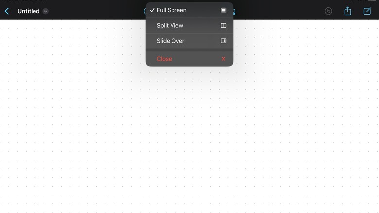 iPad multitasking button menu