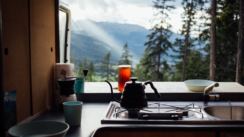 Camper van kitchen