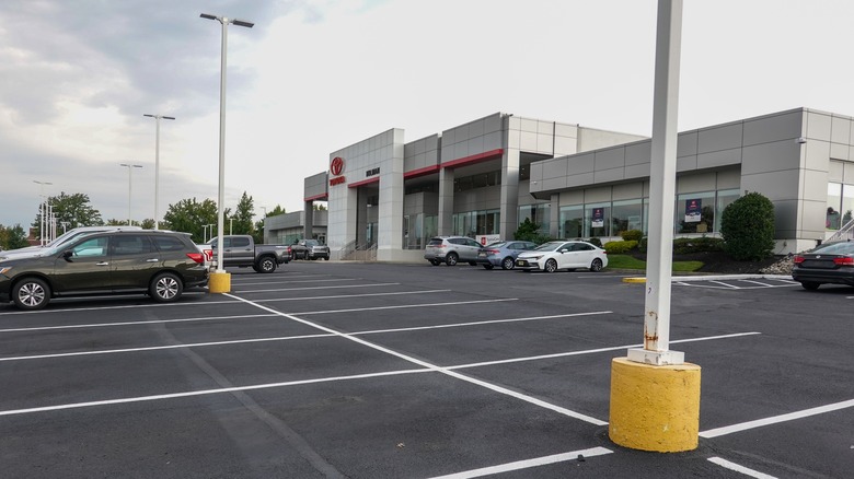 Empty car dealer lot