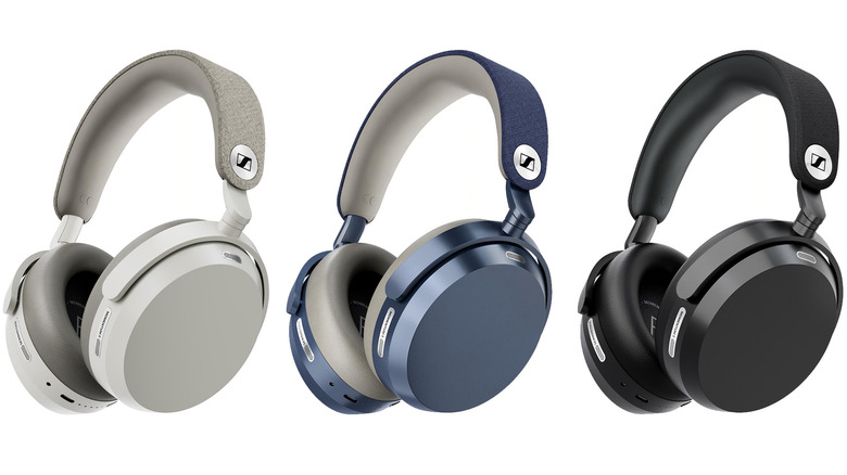 Three Sennheiser Momentum 5 headphones lined up.