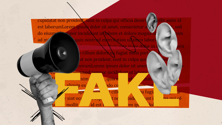Highlighted text and loudspeaker in hand