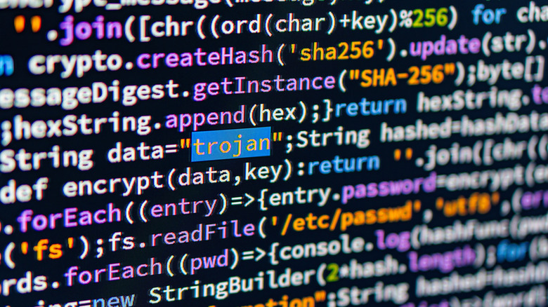 Encrypted code on computer screen