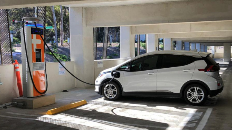 EV plugged in at Chargepoint charger
