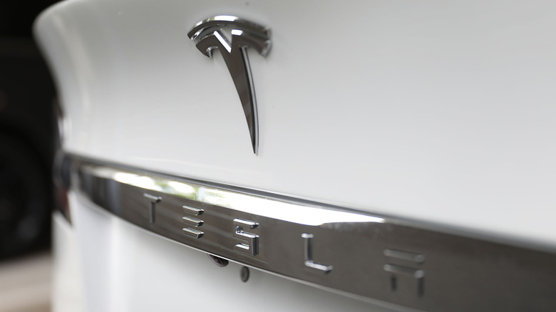 Tesla logo emblem car