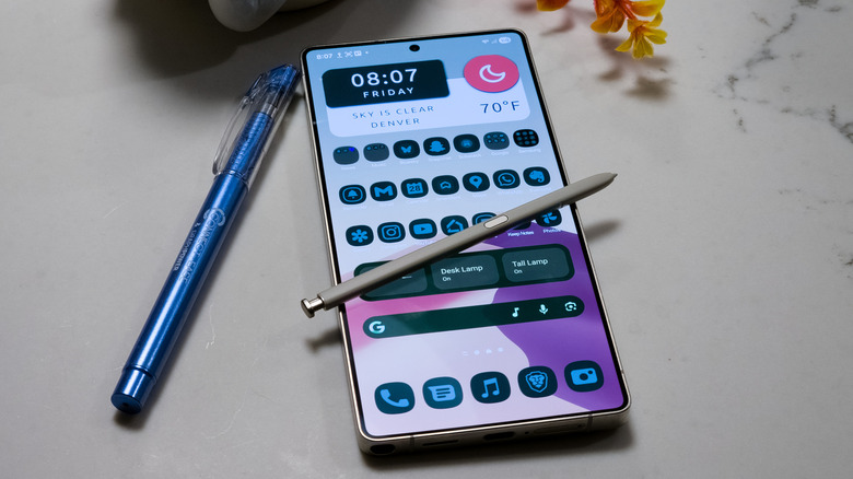 Samsung Galaxy S25 Ultra posed on countertop
