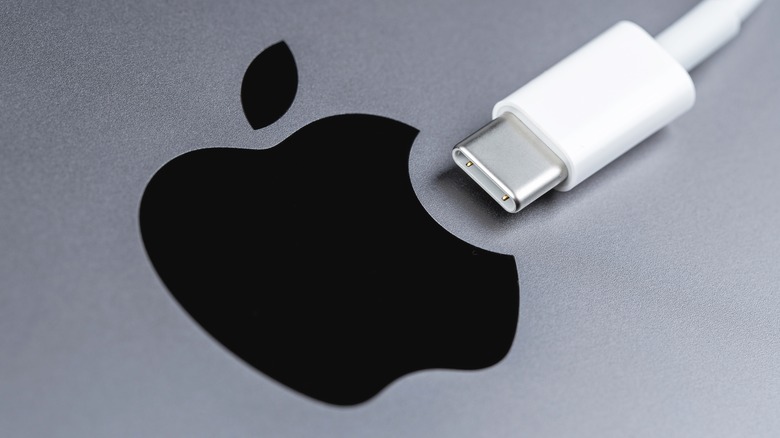 MacBook with USB-C charging cord