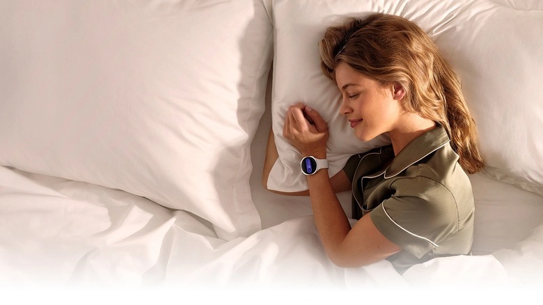 Person sleeping wearing a Samsung Galaxy Watch