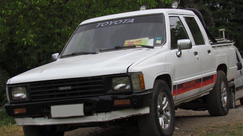 Toyota Hilux on dirt road 