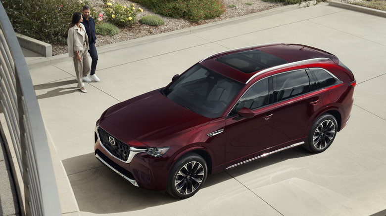 Overhead shot of a red 2024 Mazda CX-90