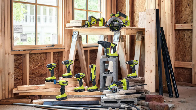 Ryobi power tools on construction site