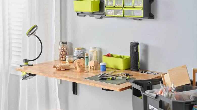 workbench with Ryobi tools