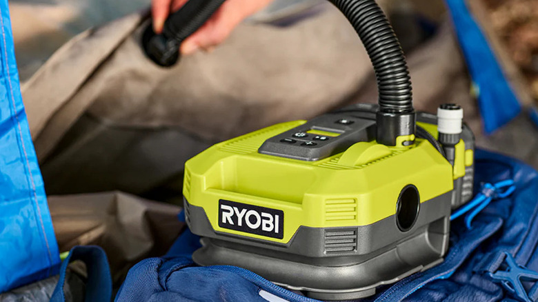 Ryobi digital inflator used on air mattress