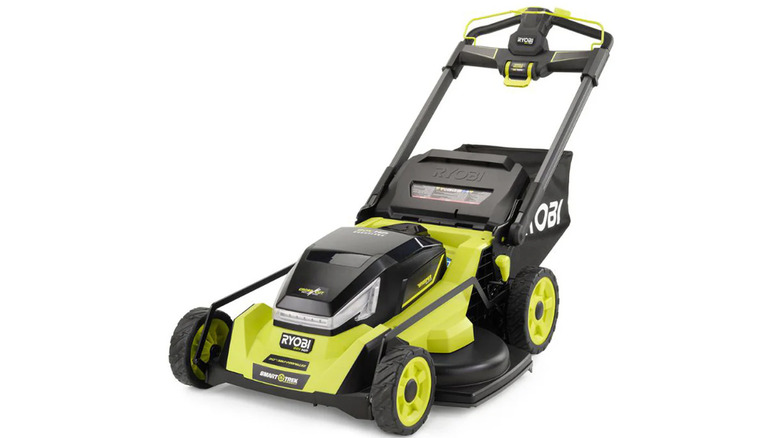 A stock image of a Ryobi lawnmower