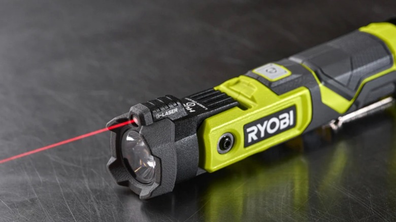Ryobi LED Pivoting Laser Flashlight in use