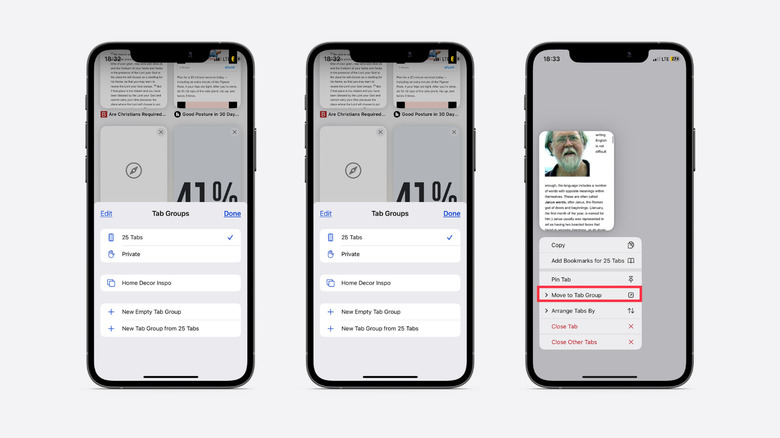 TabGroups screenshots on iPhone
