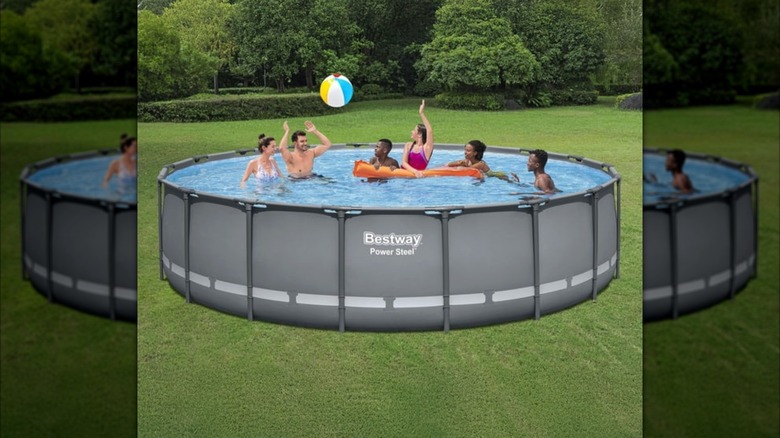 People swimming in Bestway Power Steel pool set