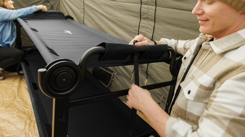 A man using bed cot