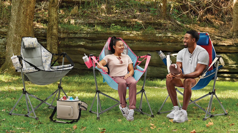 Man and woman on Member's Mark Swing Lounger Camp Chair