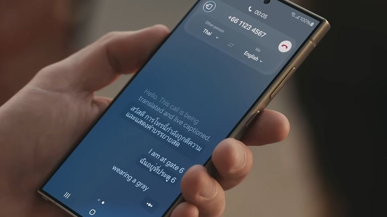Person using Samsung Live Translate