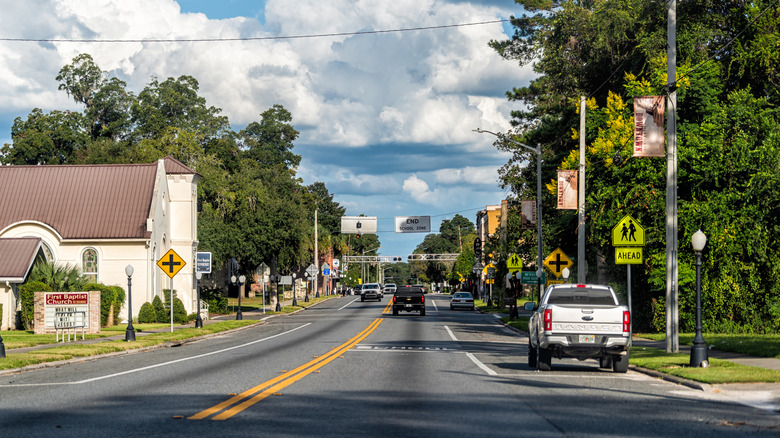 A person driving through a school zone.