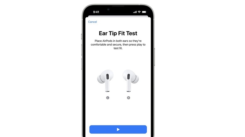 Teste de ajuste de fone de ouvido AirPods no iPhone
