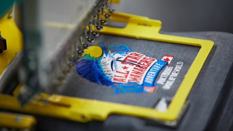 Example photo of Bass Pro Shops embroidery service in action.