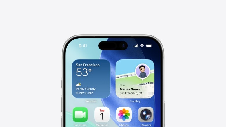 The top half of an iPhone with iOS 26, showing the home screen.