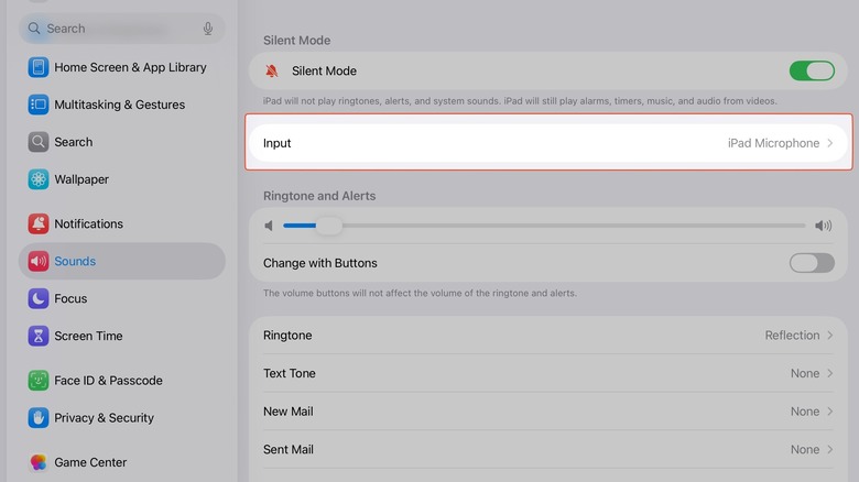ipad Input settings in Settings app
