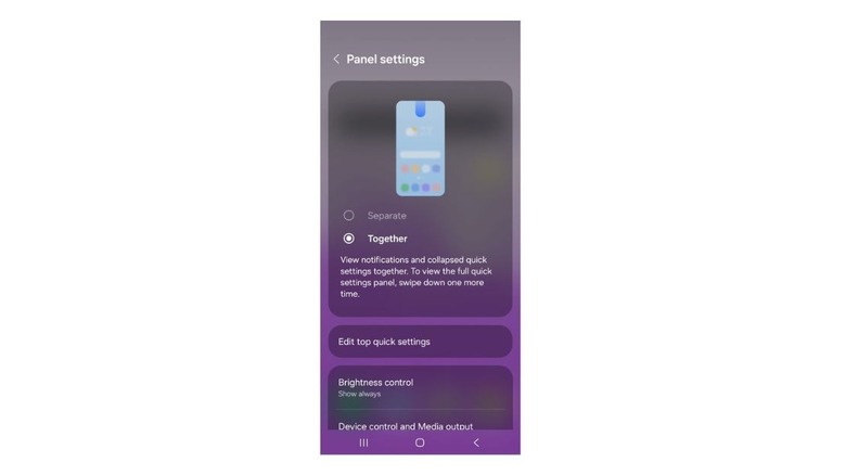 Panel settings