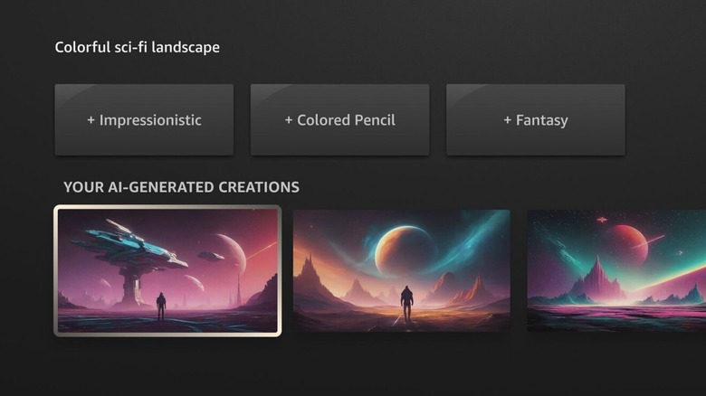 An image showing Amazon's AI-generated art on a Fire TV screen, created by Amazon's Titan AI art generator