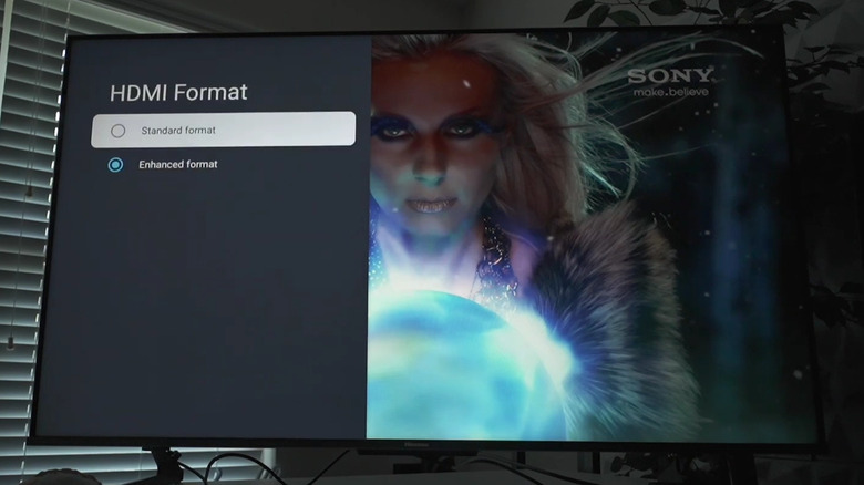 Menu showing the option to enable Enhanced Format for HDMI port
