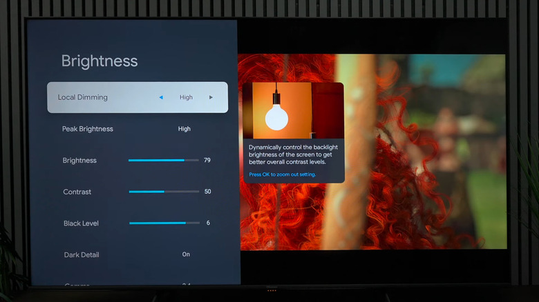 Local Dimming setting in a Hisense TV
