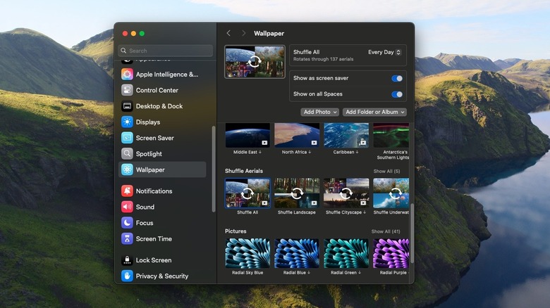 Wallpaper settings on MacBook