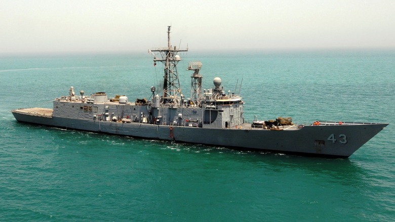 The USS Thach guided-missile frigate underway at sea