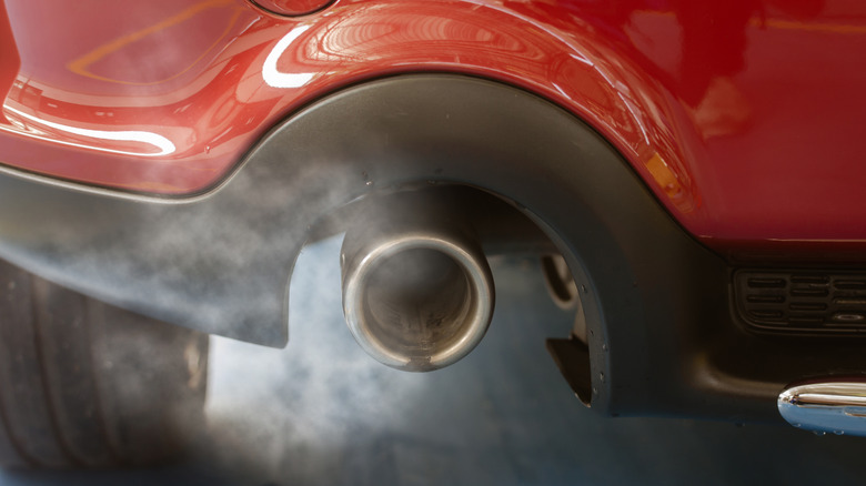 Smoke coming out of an automobile's exhaust pipe