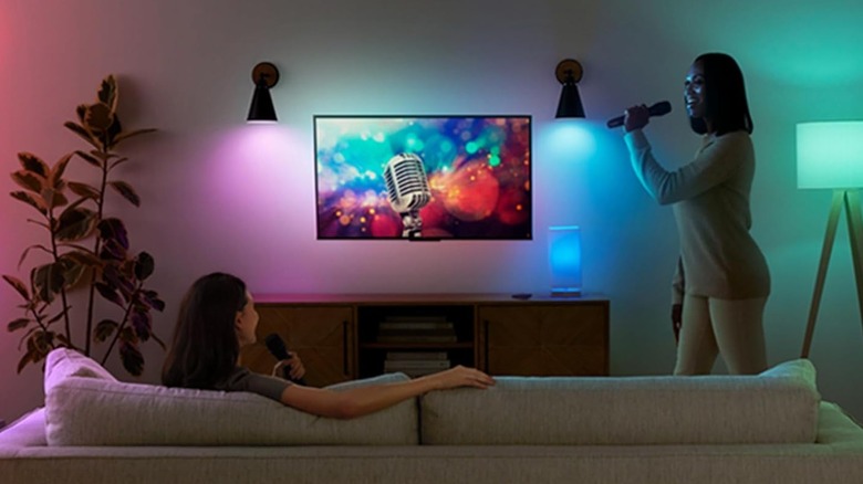 women doing karaoke with smart lights