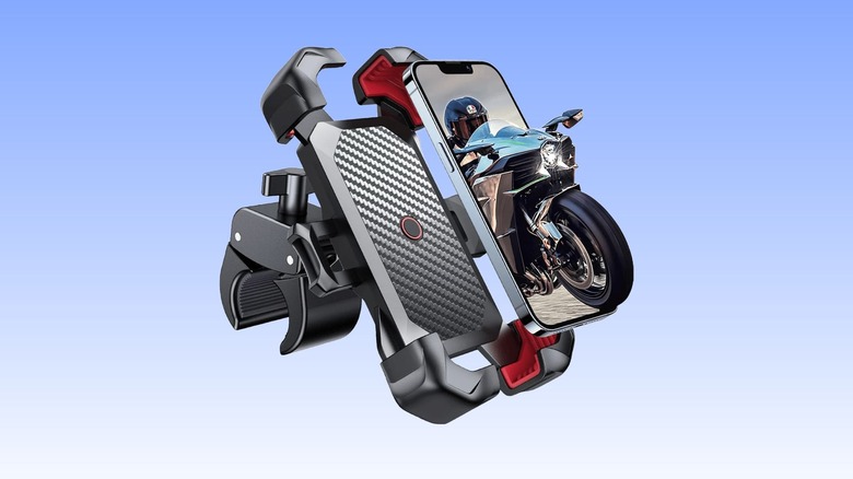 JOYROOM Motorcycle Phone Mount against a blue gradient background